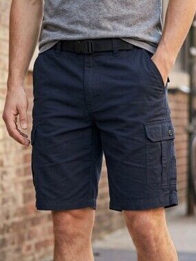 Wearfirst Men's Black Cargo Shorts with Built-In Belt Size 42
